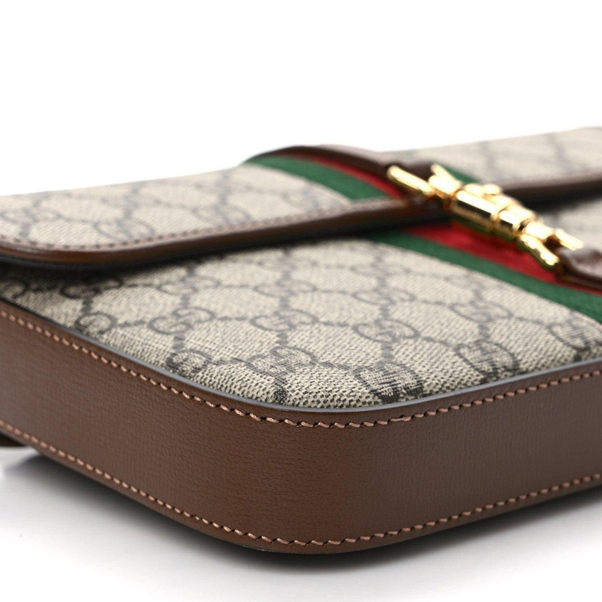 Gucci GG Supreme Monogram Azalea Calfskin Web Jackie 1961 Belt Bag Beige Ebony Brown Sugar | Banlieue91