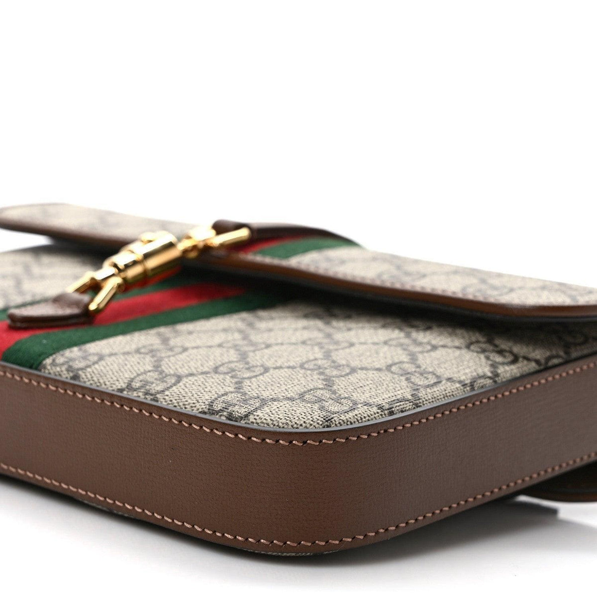 Gucci GG Supreme Monogram Azalea Calfskin Web Jackie 1961 Belt Bag Beige Ebony Brown Sugar | Banlieue91