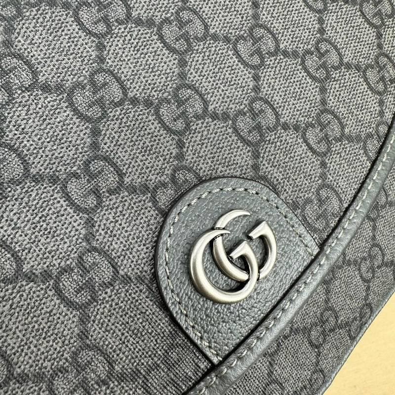 Gucci GG Supreme Monogram Textured Dollar Calfskin Ophidia Flap Shoulder Bag | Banlieue91