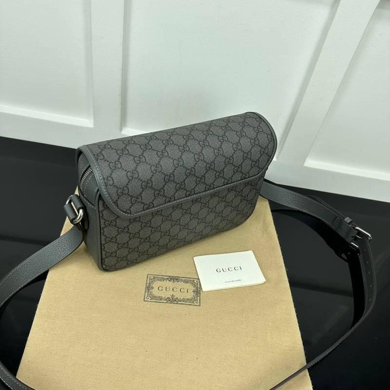 Gucci GG Supreme Monogram Textured Dollar Calfskin Ophidia Flap Shoulder Bag | Banlieue91