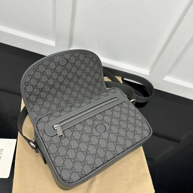 Gucci GG Supreme Monogram Textured Dollar Calfskin Ophidia Flap Shoulder Bag | Banlieue91