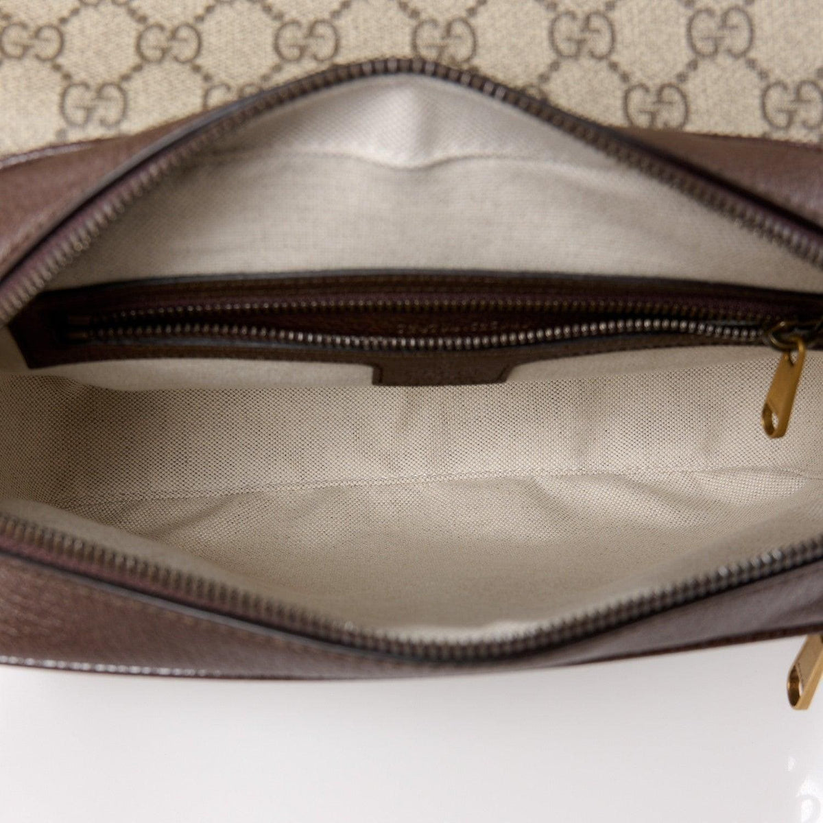 Gucci GG Supreme Monogram Textured Dollar Calfskin Ophidia Flap Shoulder Bag Beige Ebony New Acero | Banlieue91
