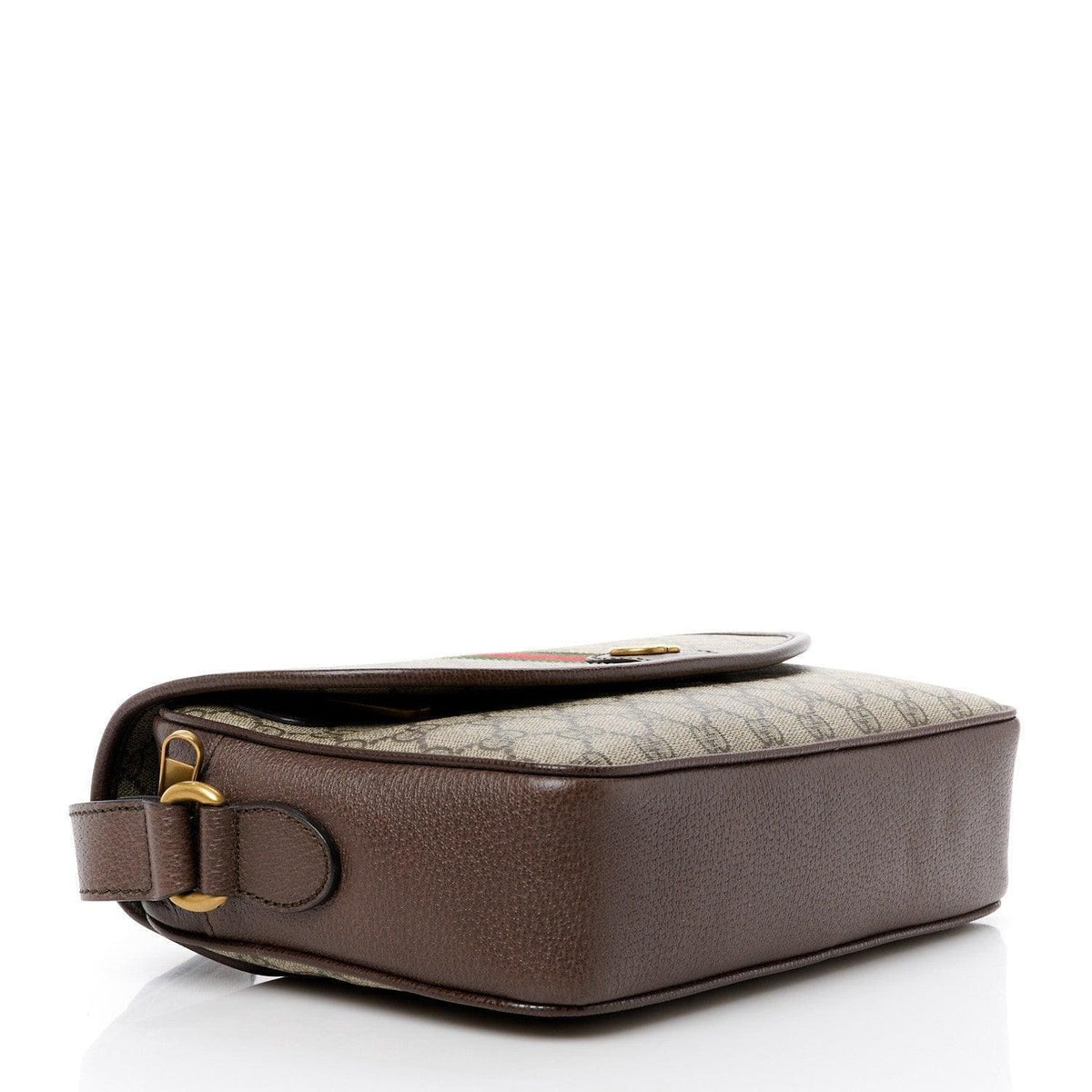 Gucci GG Supreme Monogram Textured Dollar Calfskin Ophidia Flap Shoulder Bag Beige Ebony New Acero | Banlieue91