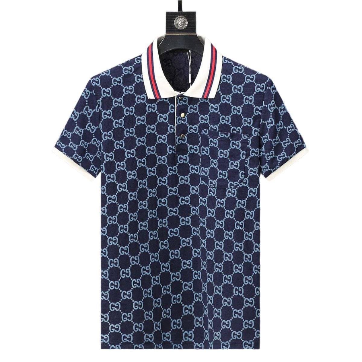 Gucci Luxury Blue T-shirt with Collar – Men's Premium Cotton | Banlieue91