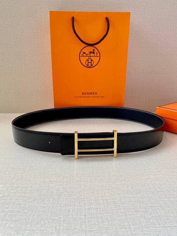 Hermes Men Gold Buckle Belt 'Black' | Banlieue91