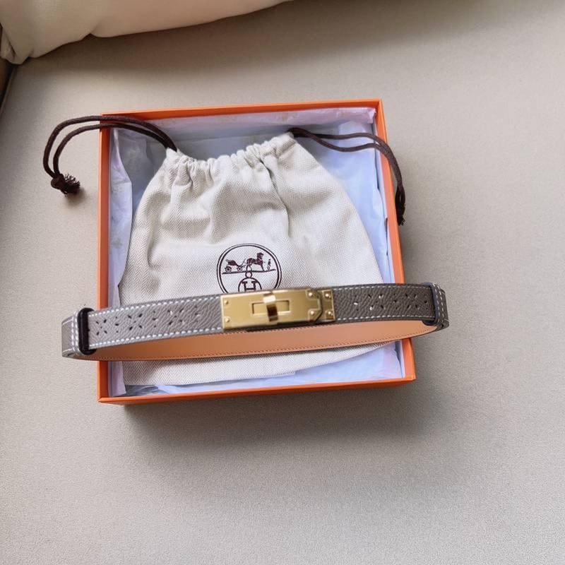 Hermes Men Gold Buckle Belt 'Grey' | Banlieue91