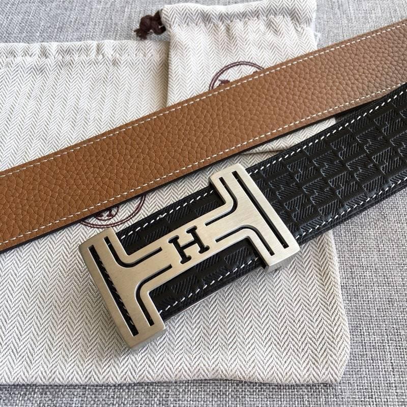 Hermes Men Silver Buckle Belt 'Black' | Banlieue91