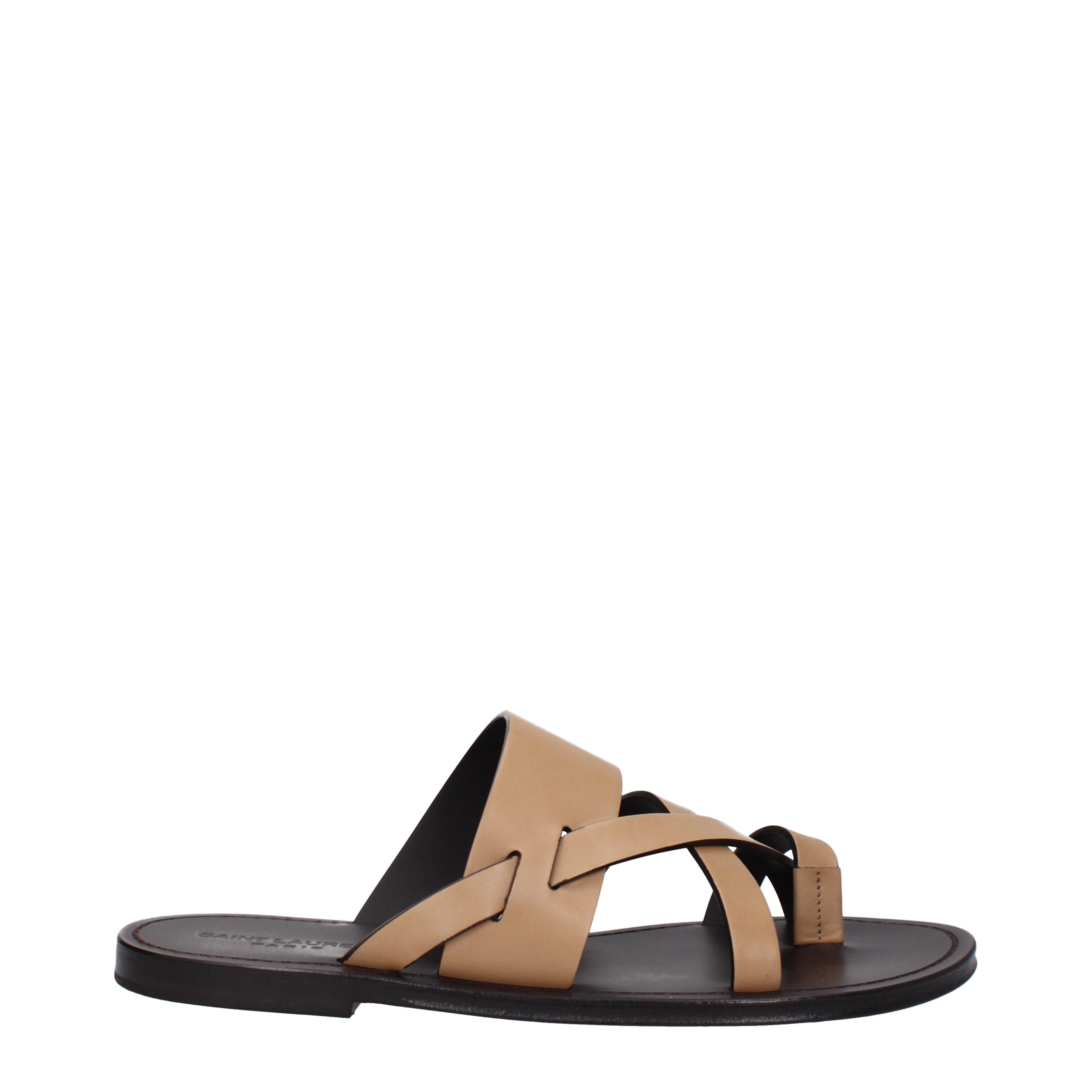 Saint Laurent Sandali Uomo Pelle Marrone