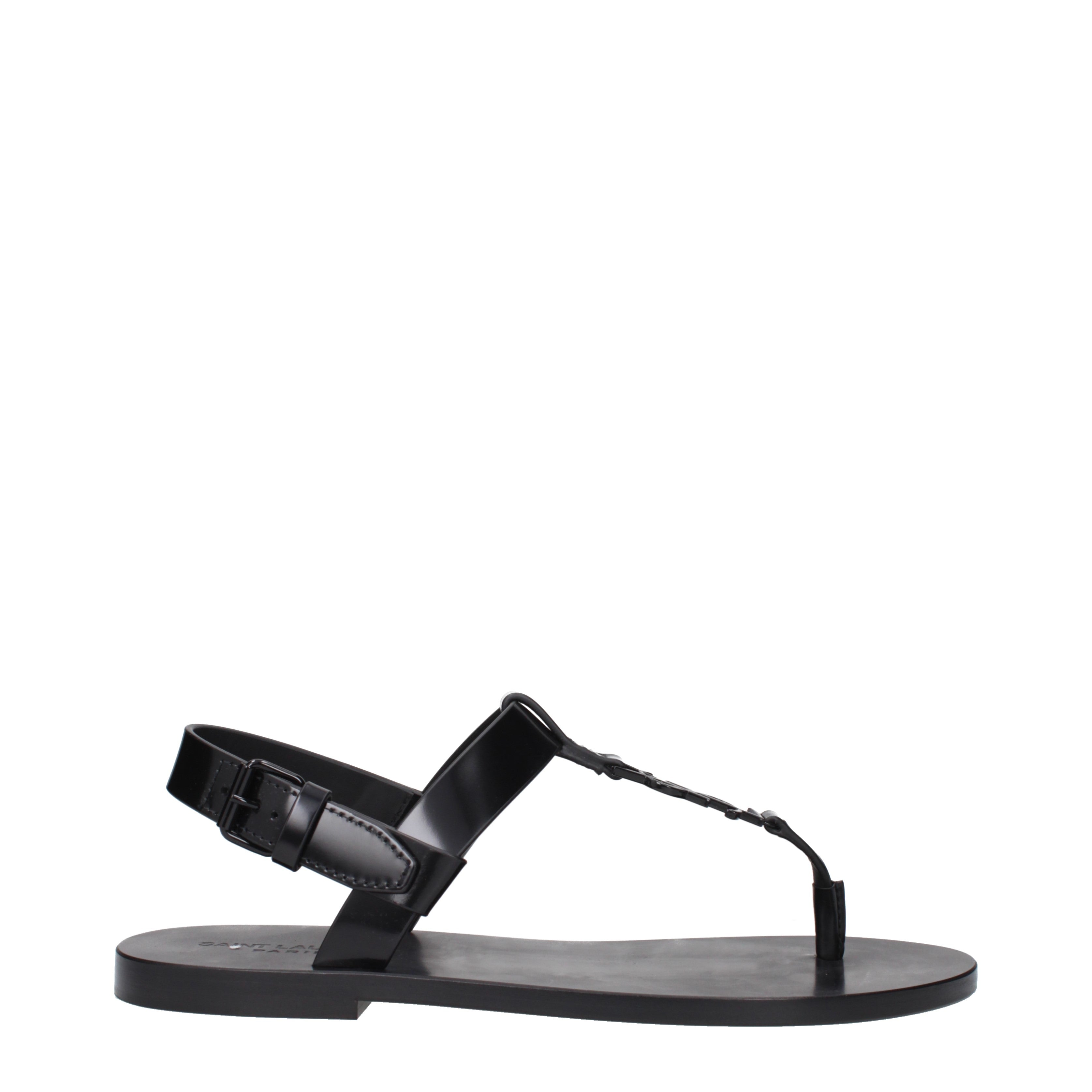 Saint Laurent Sandali Cassandre Uomo Pelle Nero - Banlieue91 -