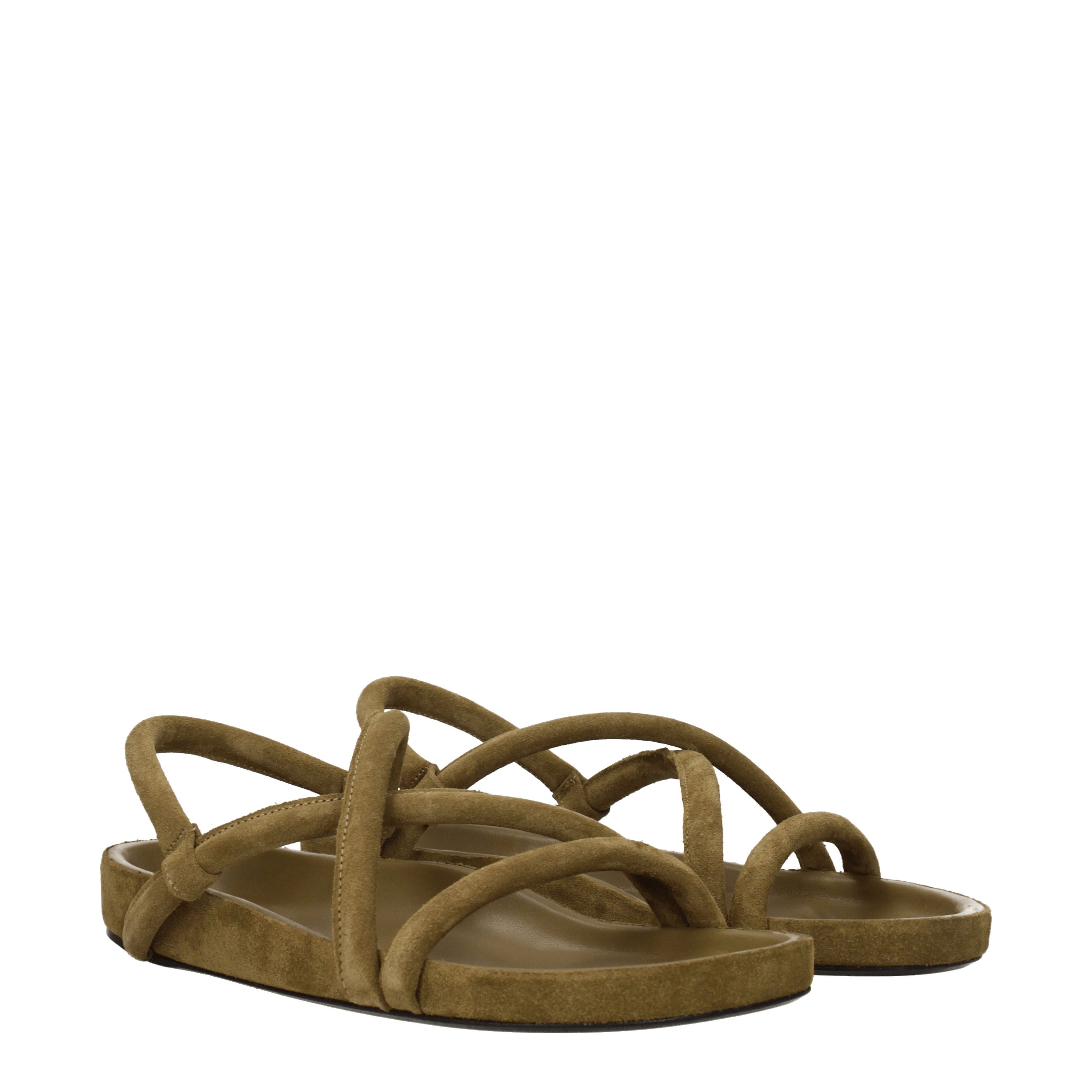 Isabel Marant Sandali Uomo Camoscio Verde/Talpa