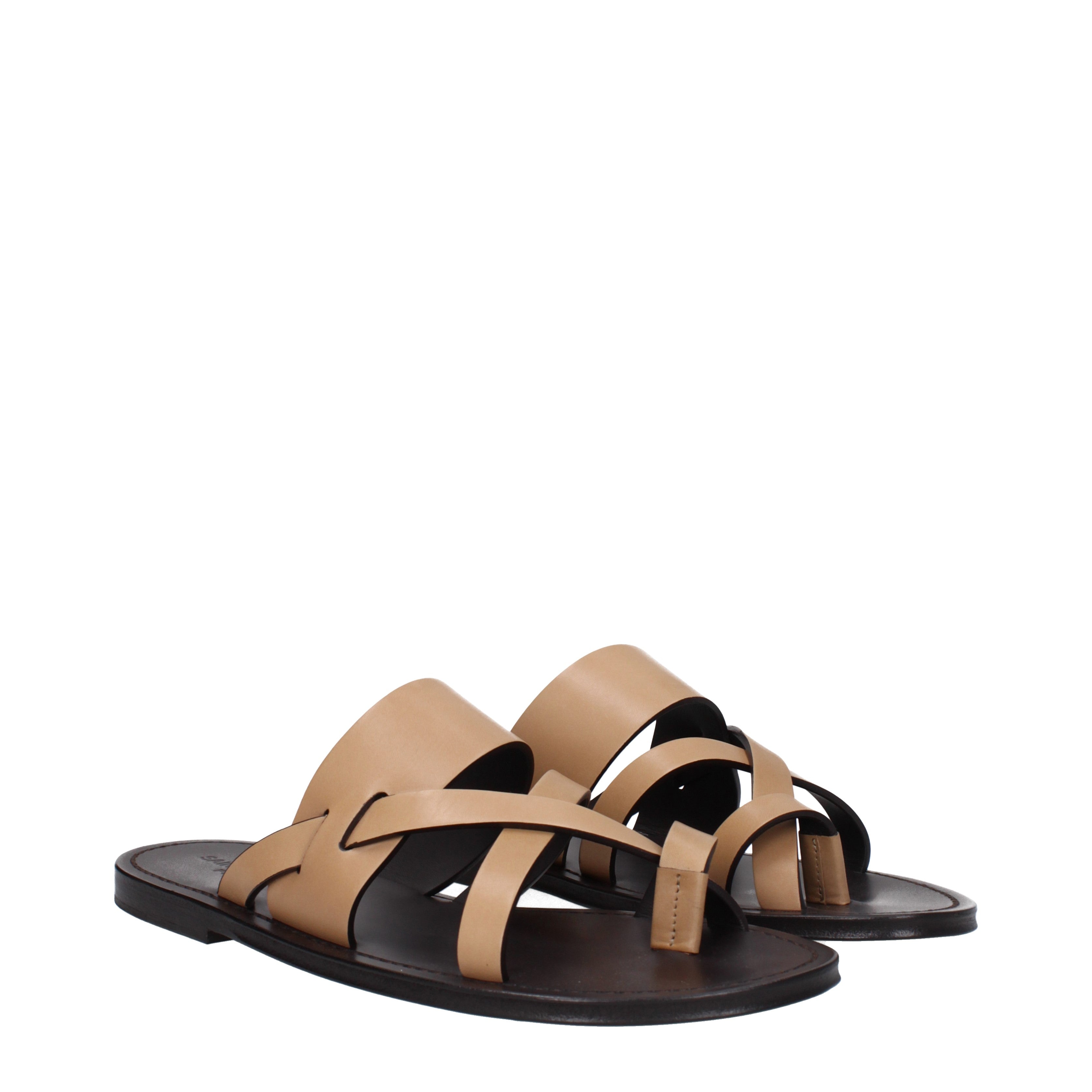 Saint Laurent Sandali Uomo Pelle Marrone