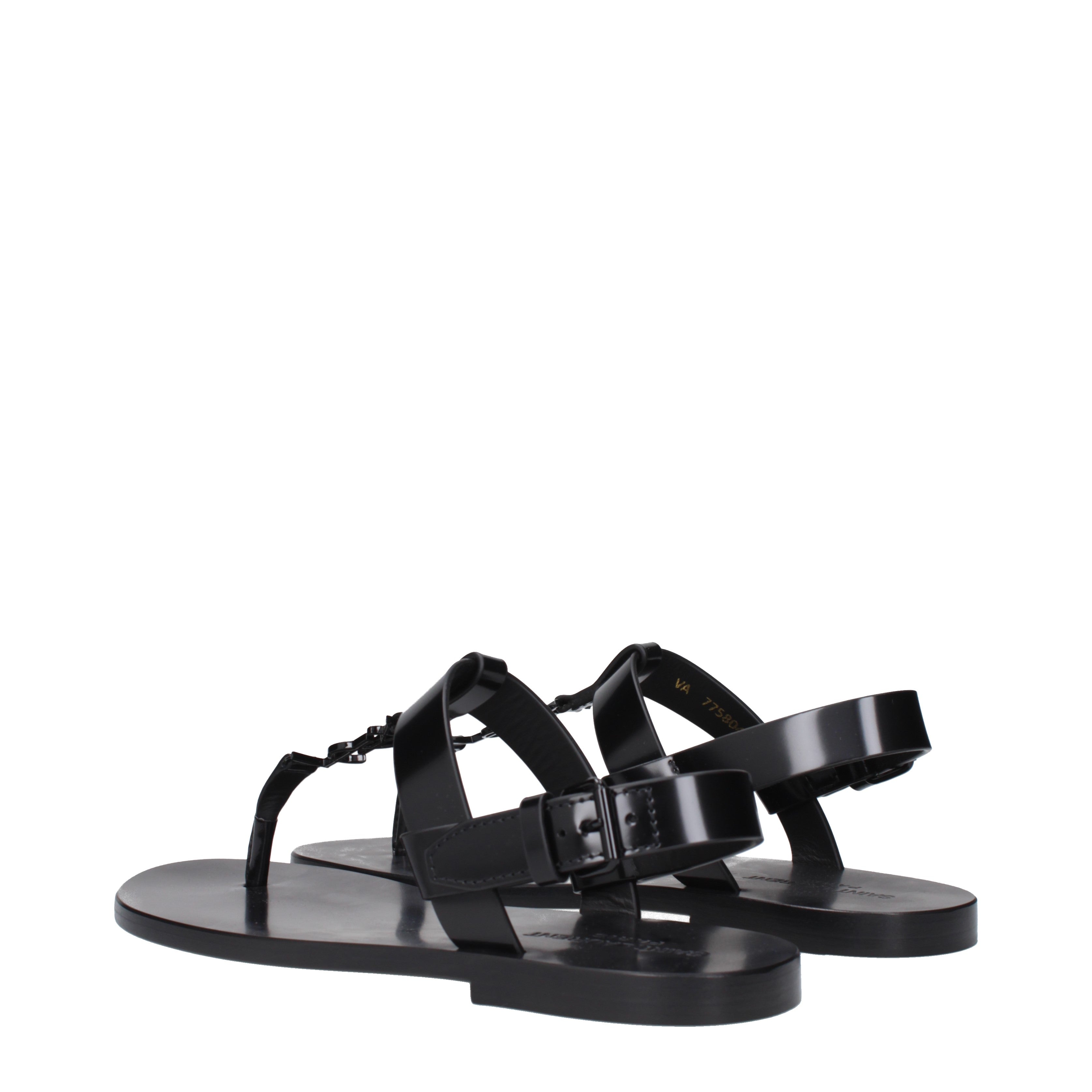 Saint Laurent Sandali Cassandre Uomo Pelle Nero - Banlieue91 -