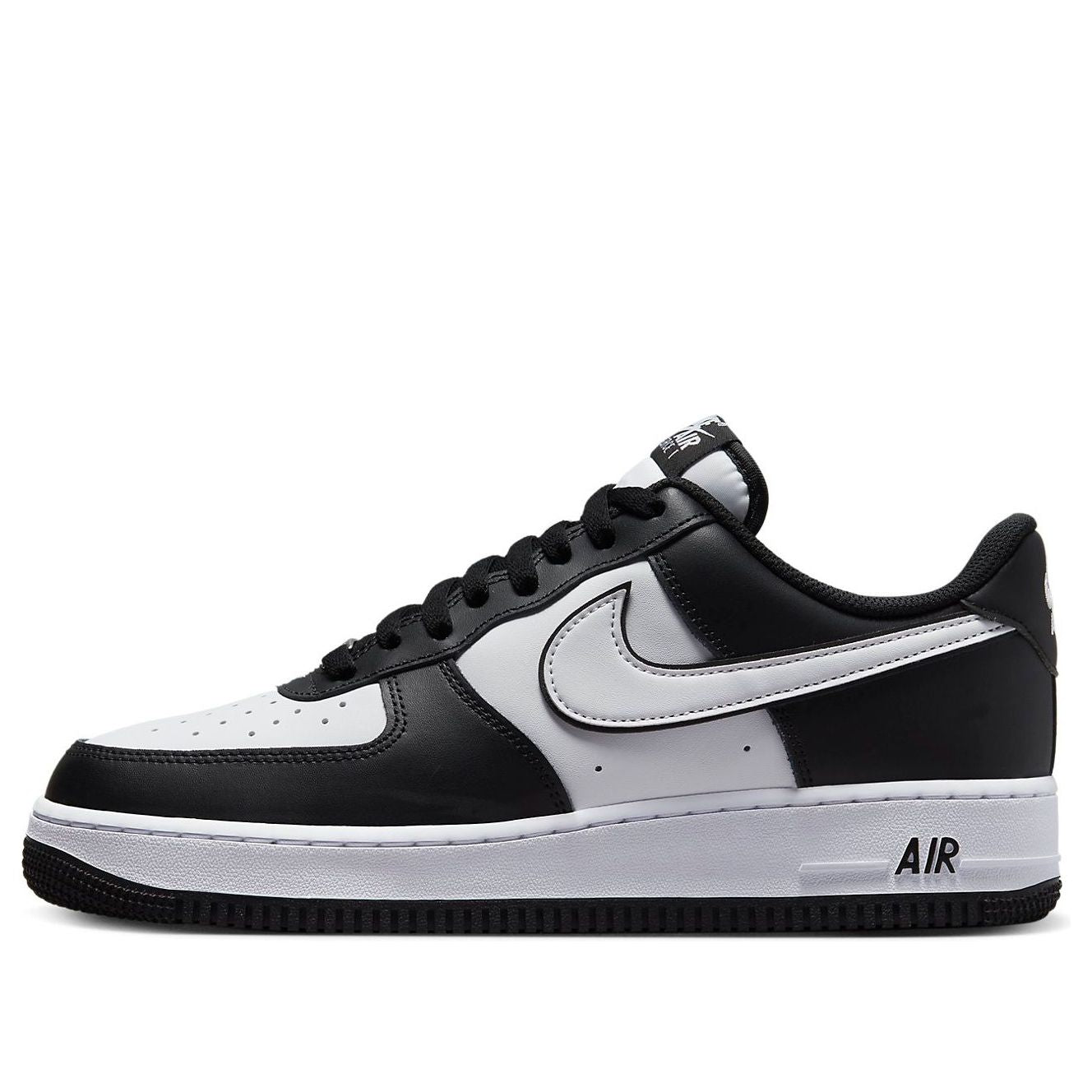 Nike Air Force 1 '07 'Panda' sneaker featuring a stylish white leather upper with black accents and panda graphic on the heel.