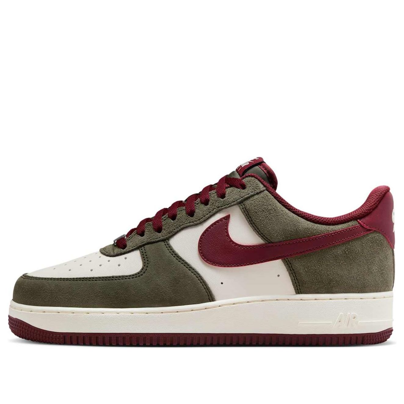 Nike Air Force 1 Low '07 LV8 'Cargo Khaki Pale Ivory Dark Team Red' with sleek design and stylish colorway.