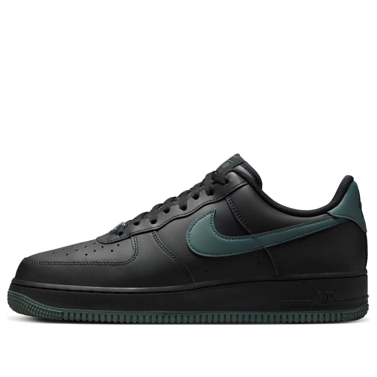 Nike Air Force 1 Low 'Black Vintage Green' stylish sneaker featuring a sleek black upper and vintage green accents, perfect for fall fashion.