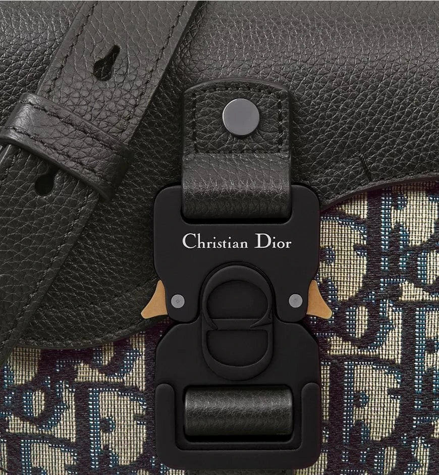 Mini Saddle Messenger Bag with Flap Black Dior Oblique Jacquard and Black Grained Calfskin | Banlieue91