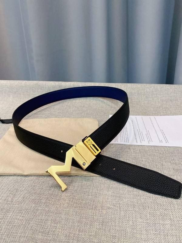 Montblanc M Buckle Reversible Leather Belt 'Black/Blue' | Banlieue91