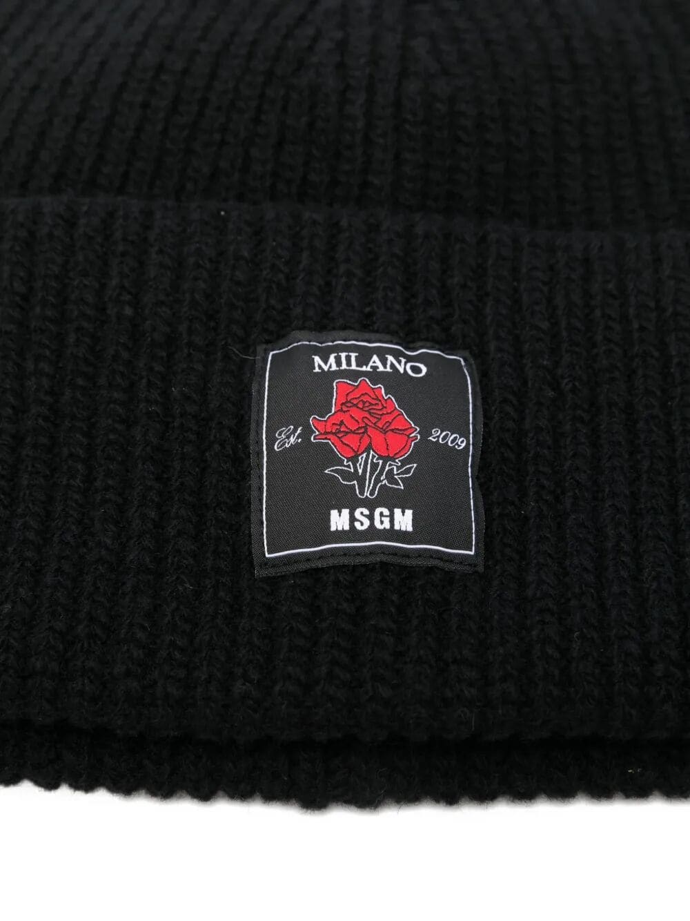 MSGM Ribbed Beanie with Rose Patch | Banlieue91