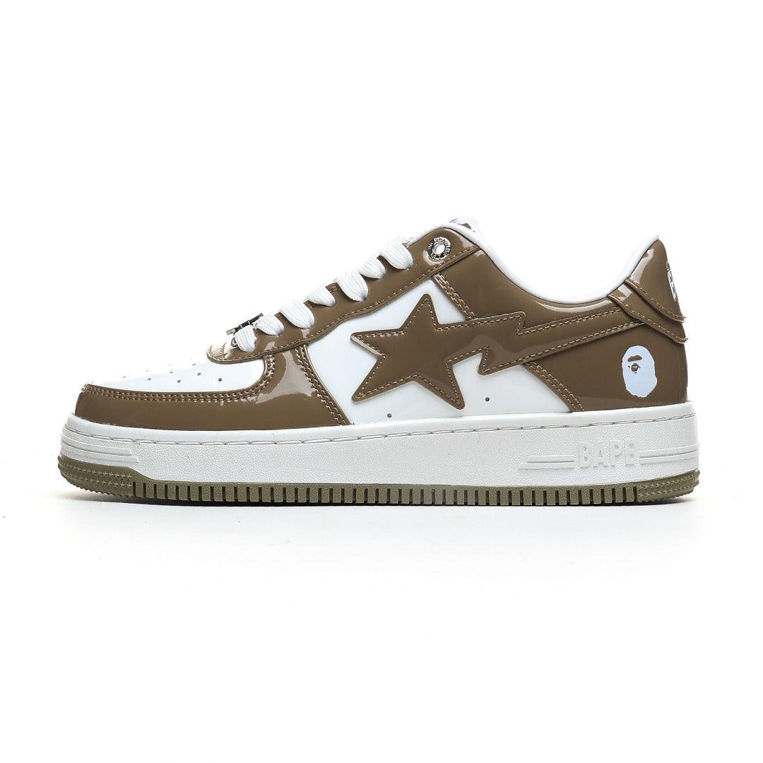 A Bathing Ape Bape Sta Patent Leather White Khaki - Banlieue91 -