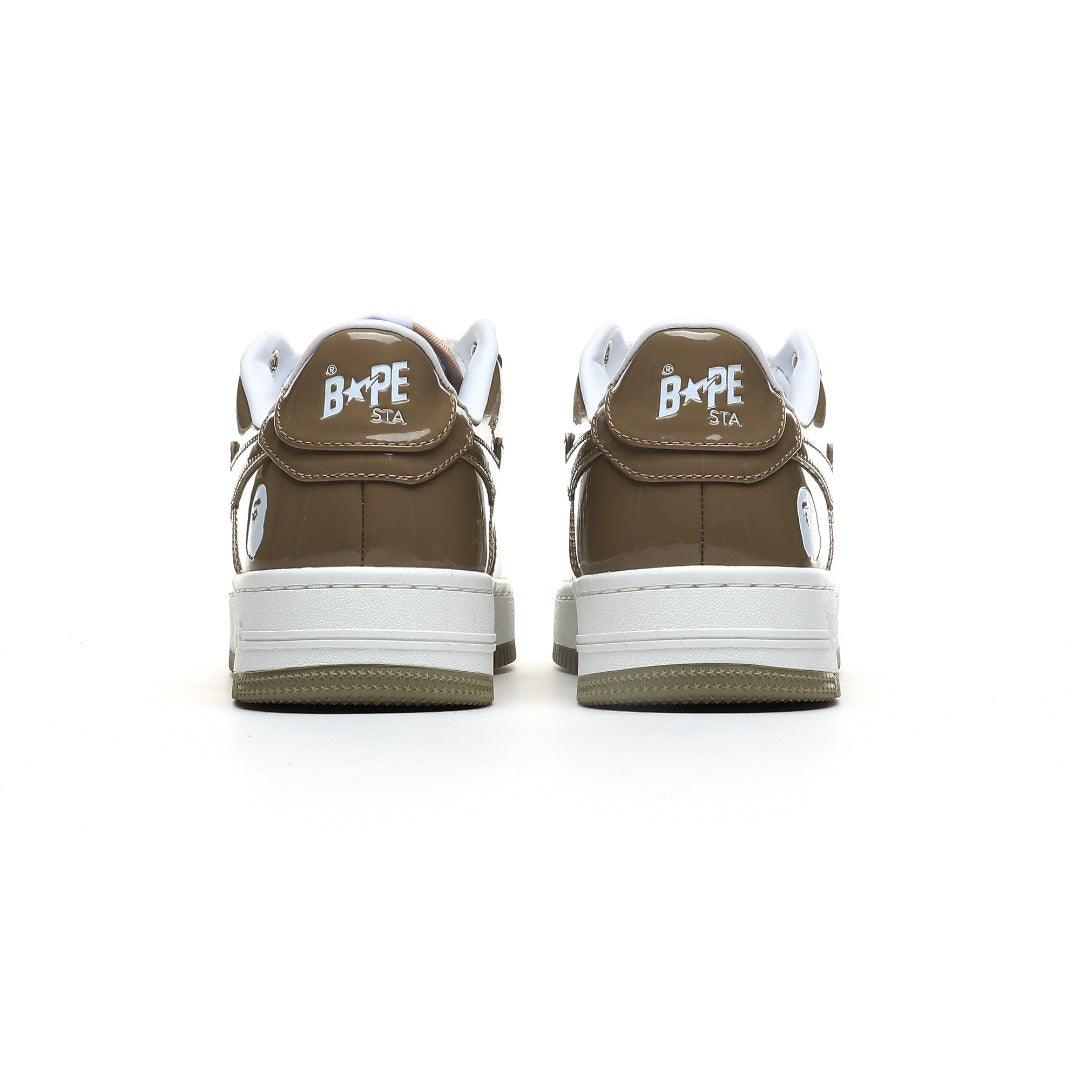 A Bathing Ape Bape Sta Patent Leather White Khaki - Banlieue91 -