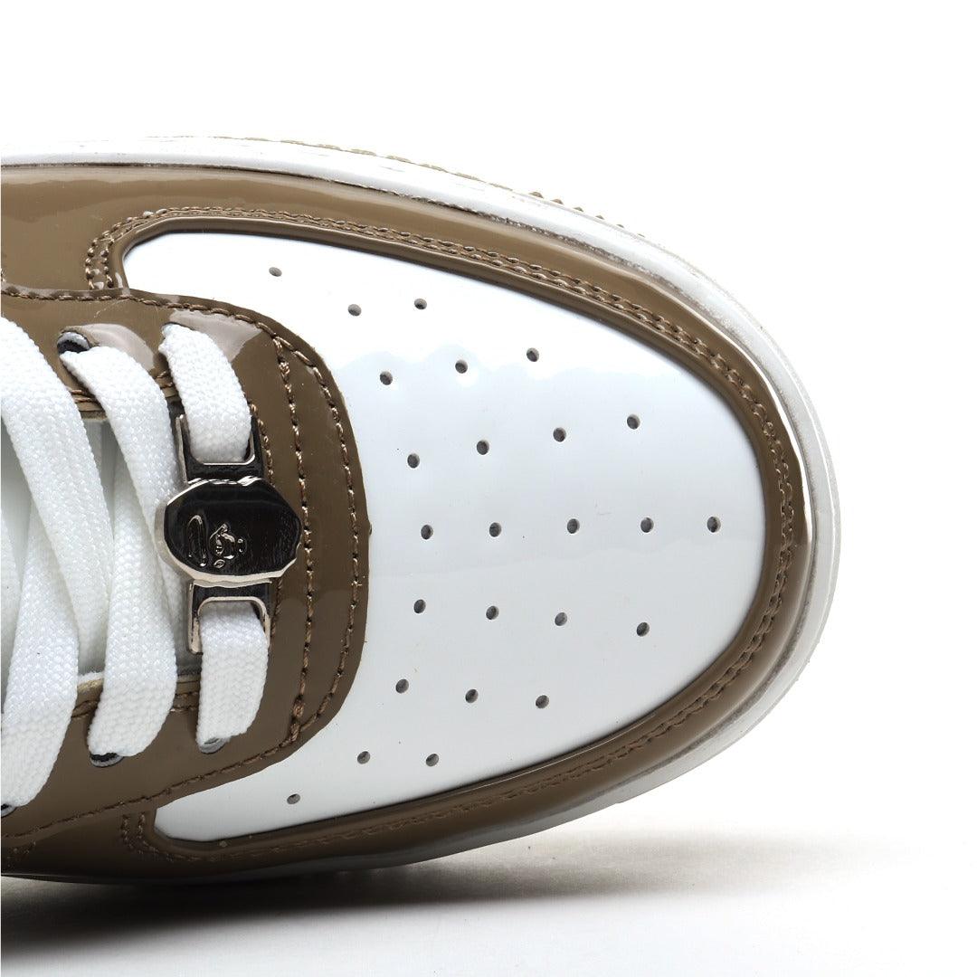 A Bathing Ape Bape Sta Patent Leather White Khaki - Banlieue91 -