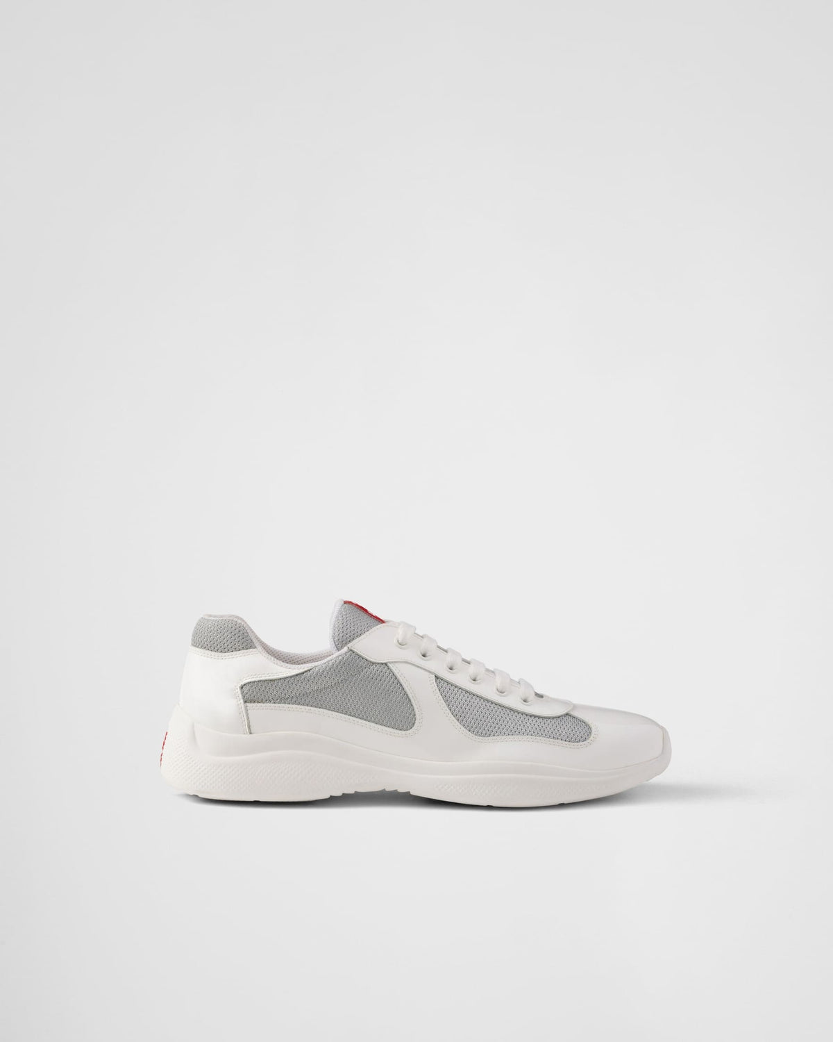 Patent leather and technical fabric Prada America's Cup sneakers 'Grey' | Banlieue91