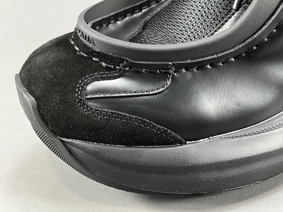 Prada Brushed Leather Bike Fabric Suede Garnet Black | Banlieue91