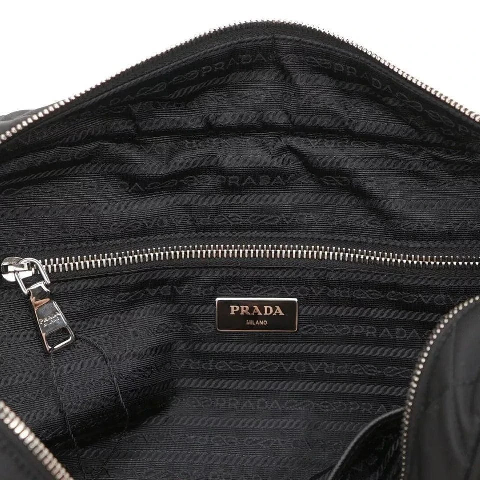 Prada Chain Shoulder Bag Quilted Black Nylon | Banlieue91