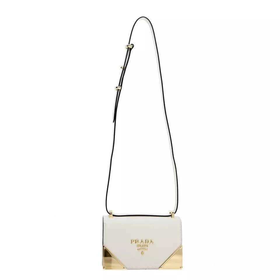 Prada Crossbody Shoulder Bag Box Calf White Leather | Banlieue91
