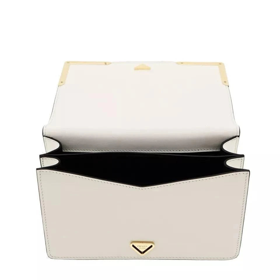 Prada Crossbody Shoulder Bag Box Calf White Leather | Banlieue91