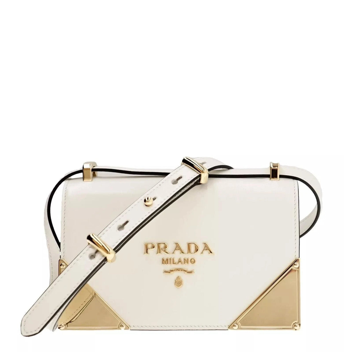 Prada Crossbody Shoulder Bag Box Calf White Leather | Banlieue91