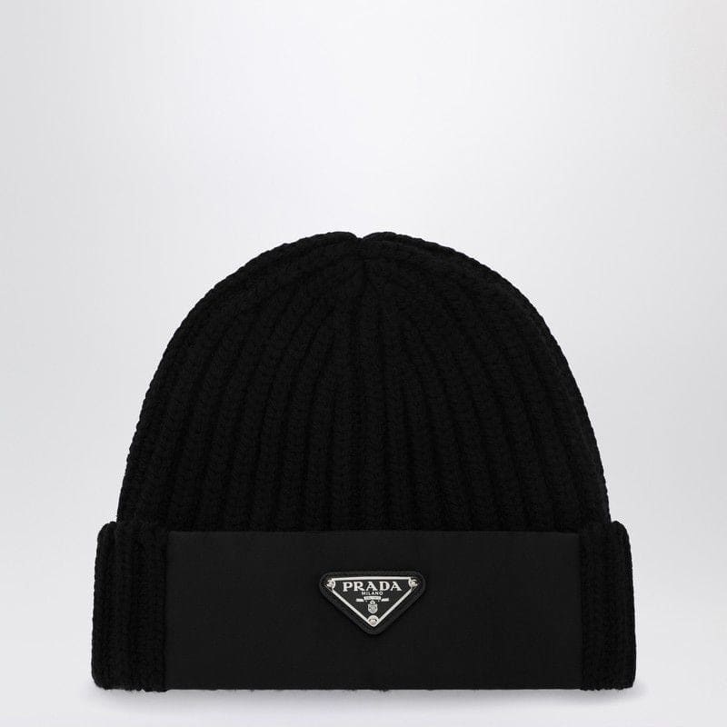 PRADA Wool and Re-Nylon Beanie with Triangle Logo | Banlieue91