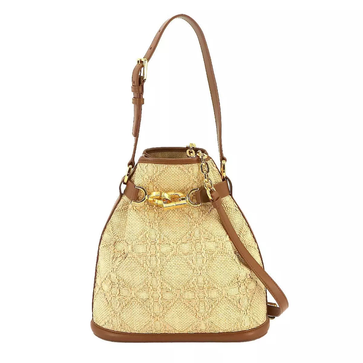 Chiristian Dior C'est Dior Bag Medium Hand Shoulder Bag Raffia Natural