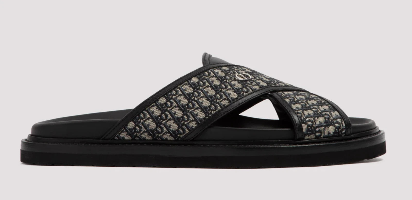 Dior Mens Aqua Sandal Beige Black Blue Oblique Jacquard Logo Slide Slip On