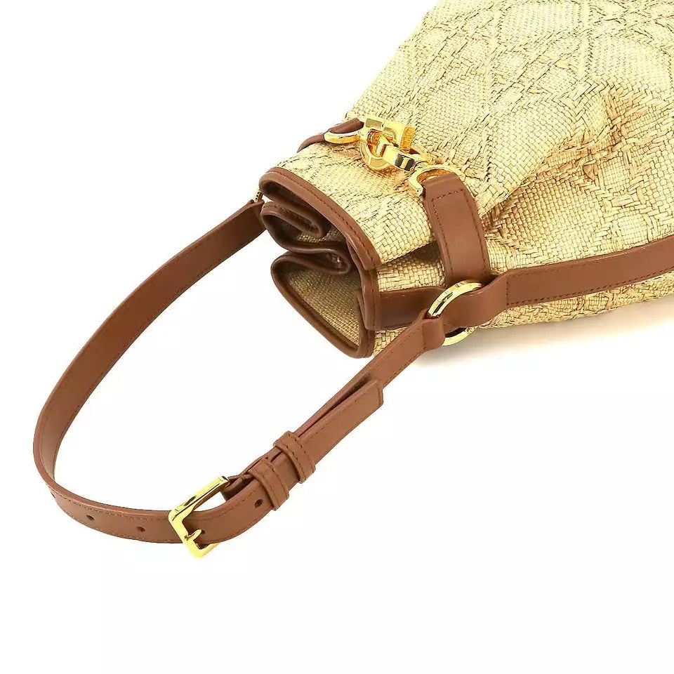 Chiristian Dior C'est Dior Bag Medium Hand Shoulder Bag Raffia Natural