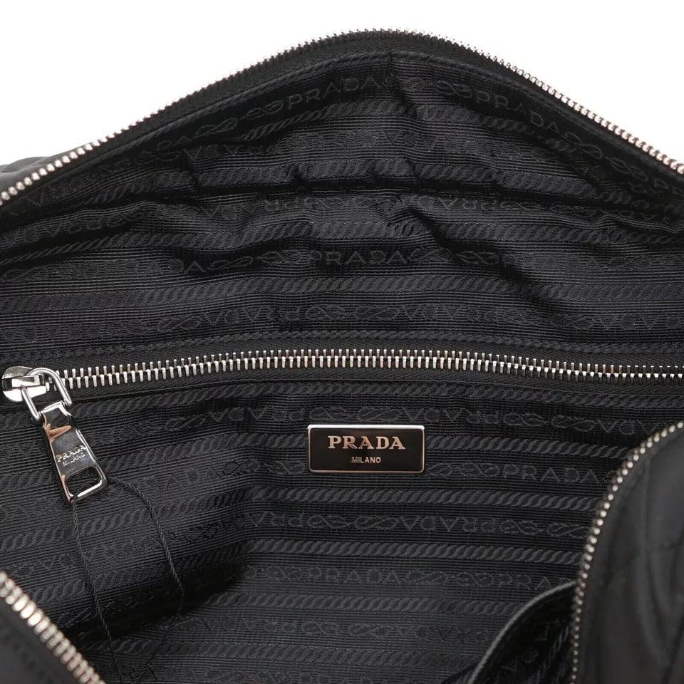 Prada Chain Shoulder Bag Quilted Black Nylon - Banlieue91