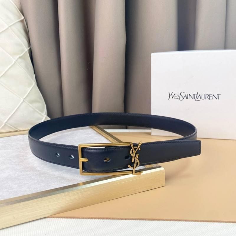 Saint Laurent Classic Monogram Square Buckle Belt Embossed Leather | Banlieue91