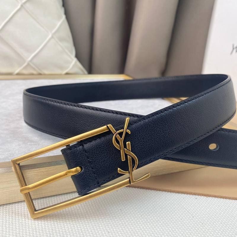 Saint Laurent Classic Monogram Square Buckle Belt Embossed Leather | Banlieue91