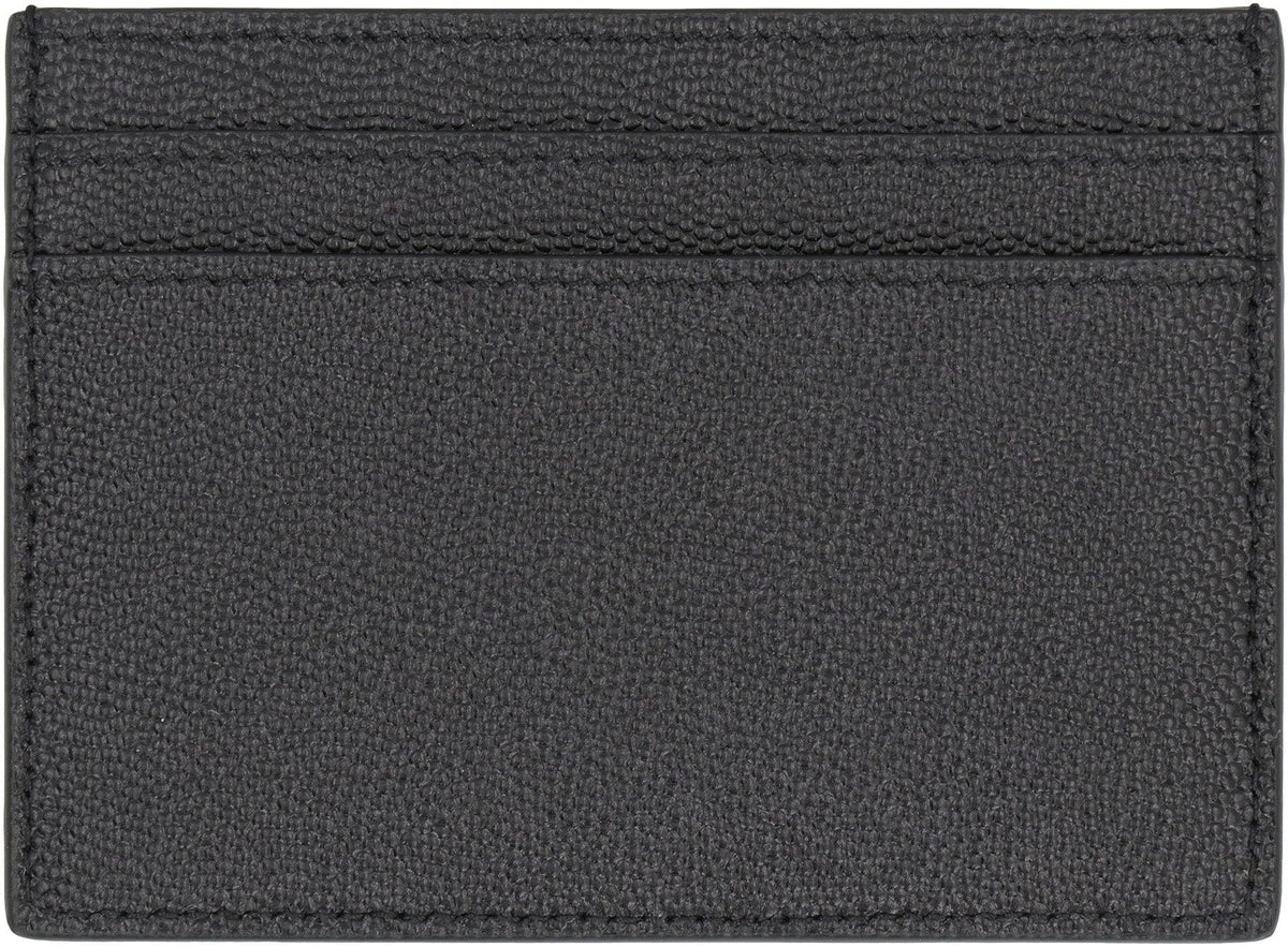SAINT LAURENT Mini Leather Card Holder with Logo Detail | Banlieue91
