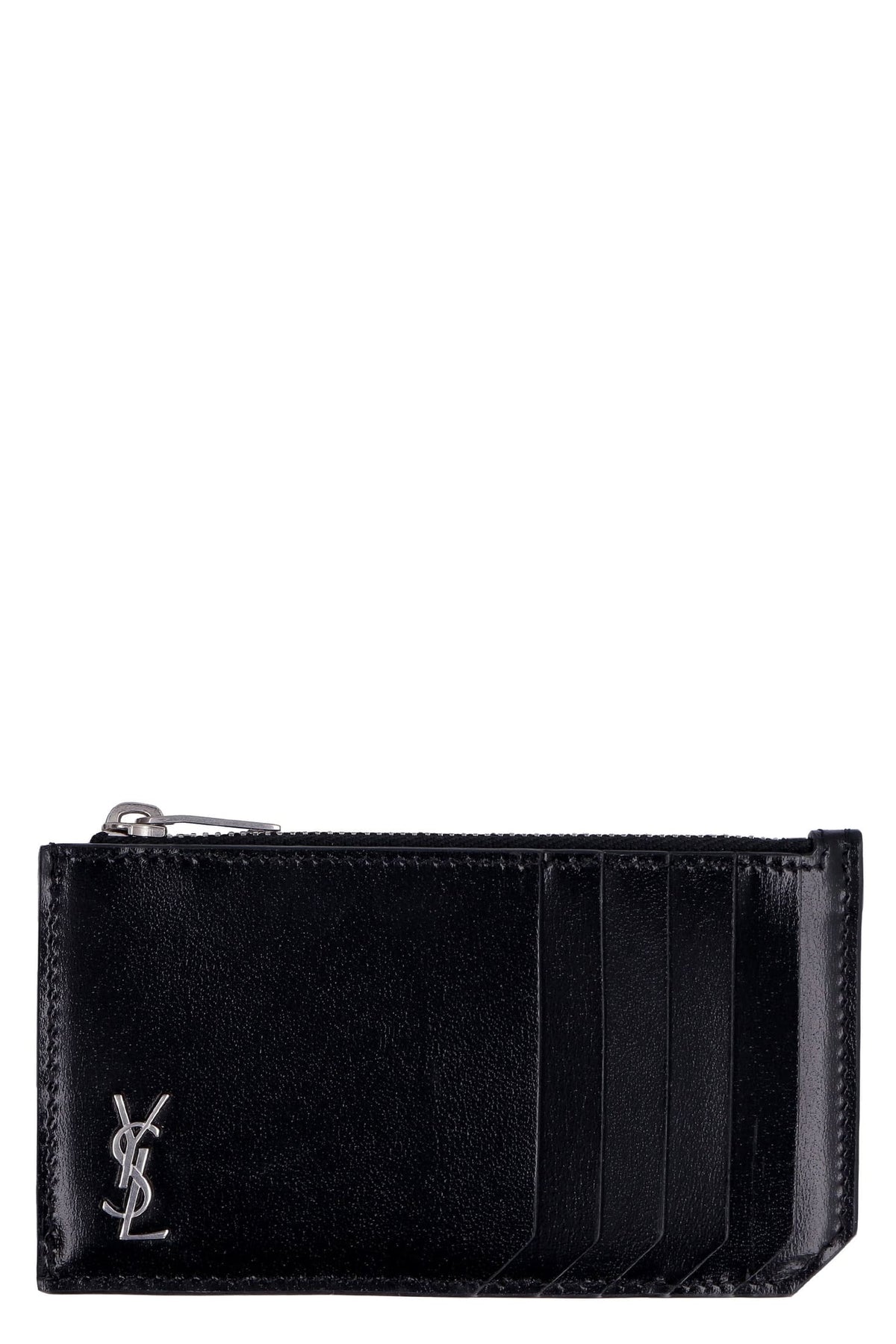SAINT LAURENT Mini Monogram Zip Credit Card Holder | Banlieue91
