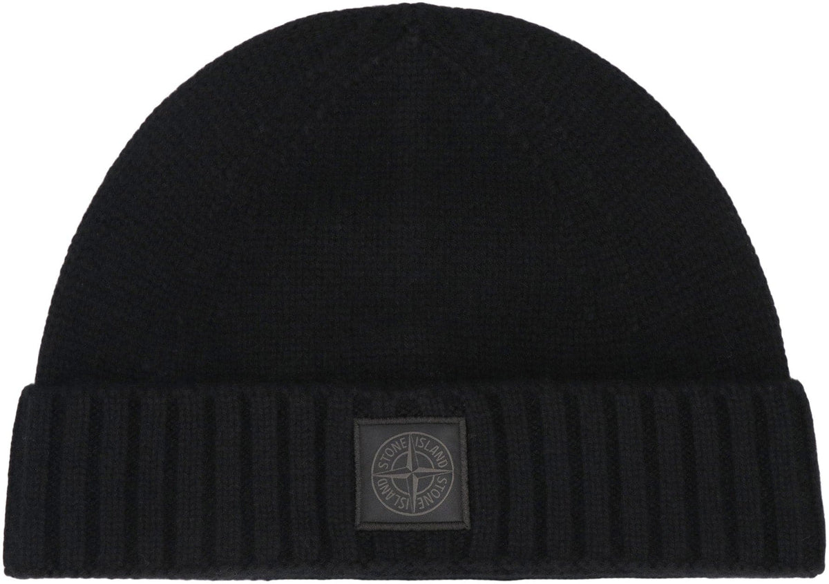STONE ISLAND Cashmere Hat with Ribbed Cuff and Compass Logo | Banlieue91