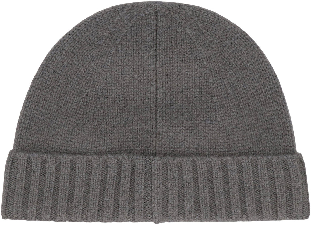 STONE ISLAND Cashmere Hat with Ribbed Cuff and Monochrome Logo | Banlieue91