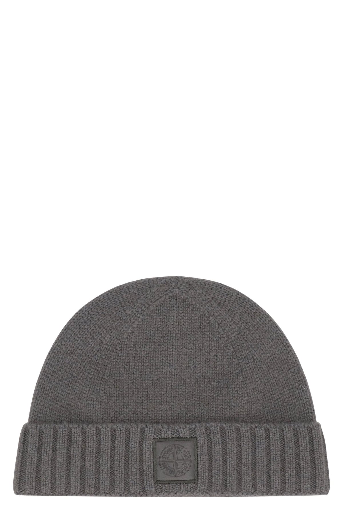 STONE ISLAND Cashmere Hat with Ribbed Cuff and Monochrome Logo | Banlieue91