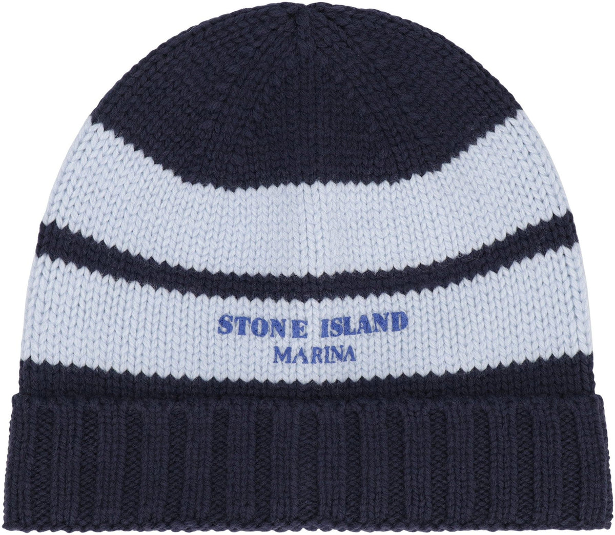 STONE ISLAND Wool Knit Hat with Contrast Stripes and Ribbed Cuff | Banlieue91