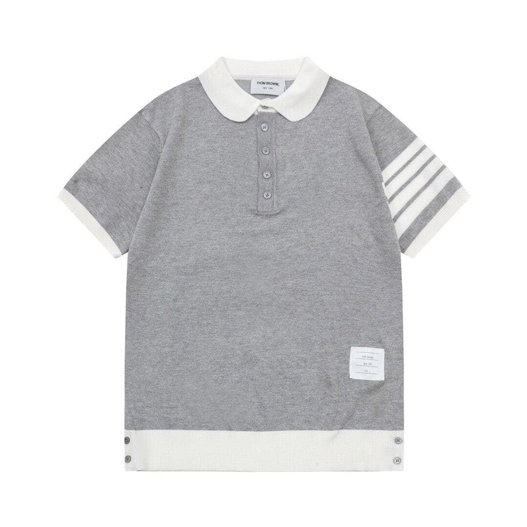 Thom Browne Grey & White T-Shirt with Collar | Banlieue91