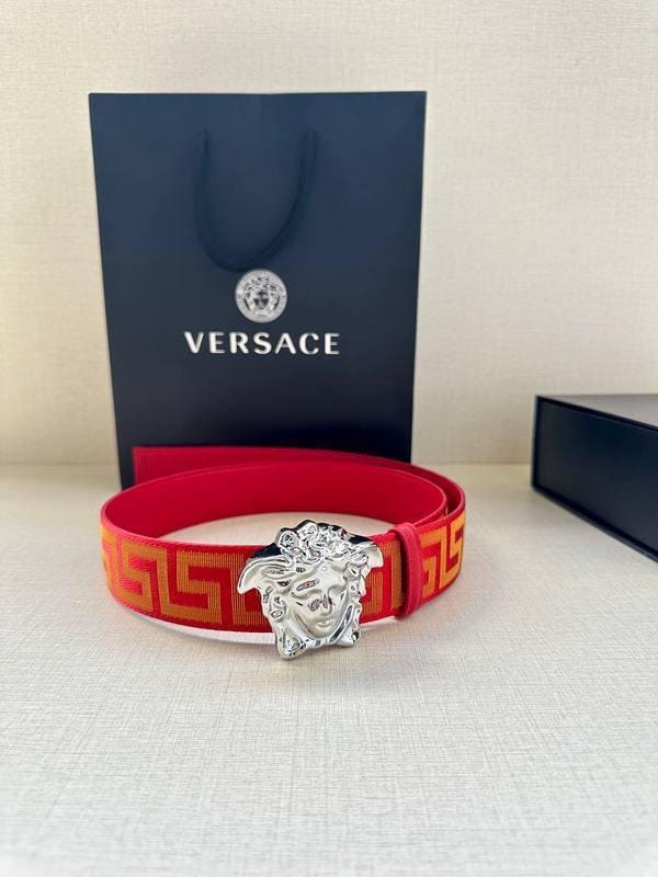 VERSACE La Medusa La Greca Belt In Red Silver | Banlieue91