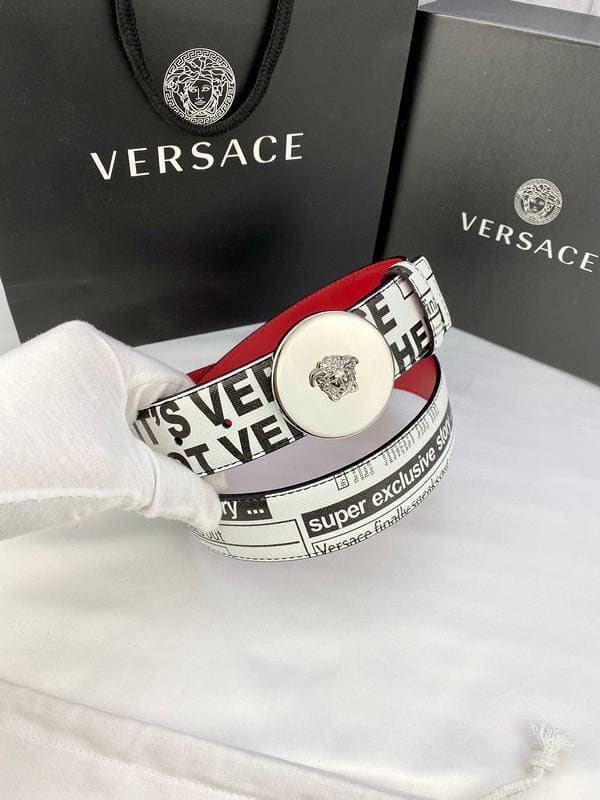 Versace MEDUSA BIGGIE ENAMEL LEATHER BELT | Banlieue91