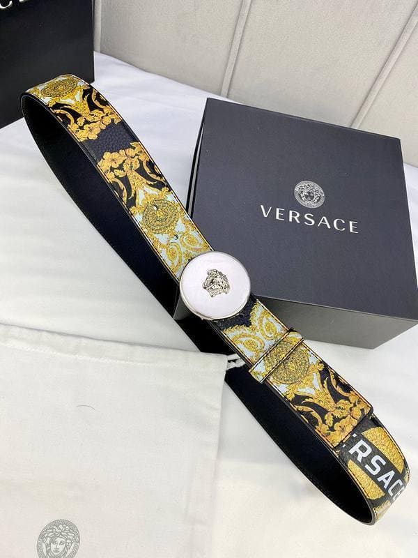 Versace MEDUSA BIGGIE ENAMEL LEATHER BELT | Banlieue91