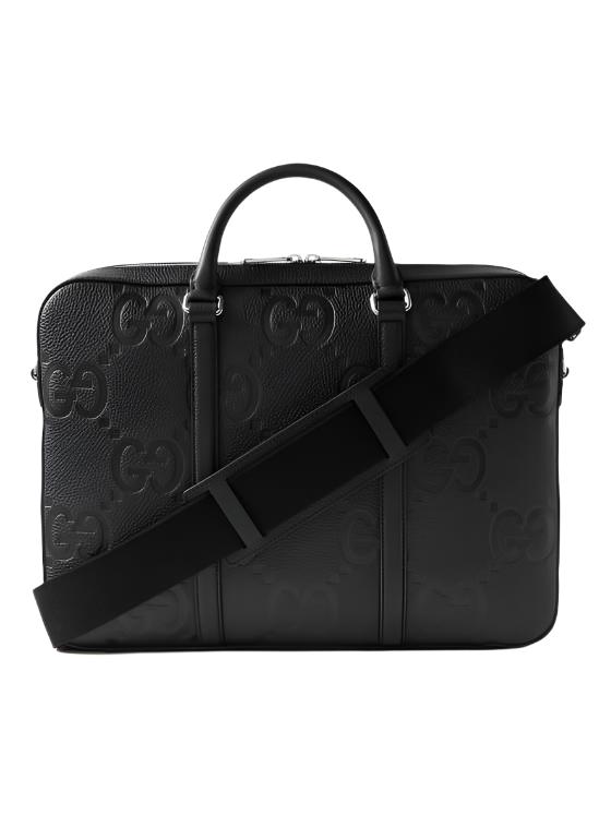 GUCCI Monogrammed Full-Grain Leather Briefcase - Banlieue91